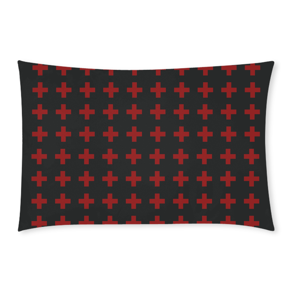 Punk Rock Style Red Crosses Pattern Design 3-Piece Bedding Set