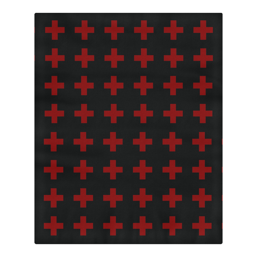 Punk Rock Style Red Crosses Pattern Design 3-Piece Bedding Set
