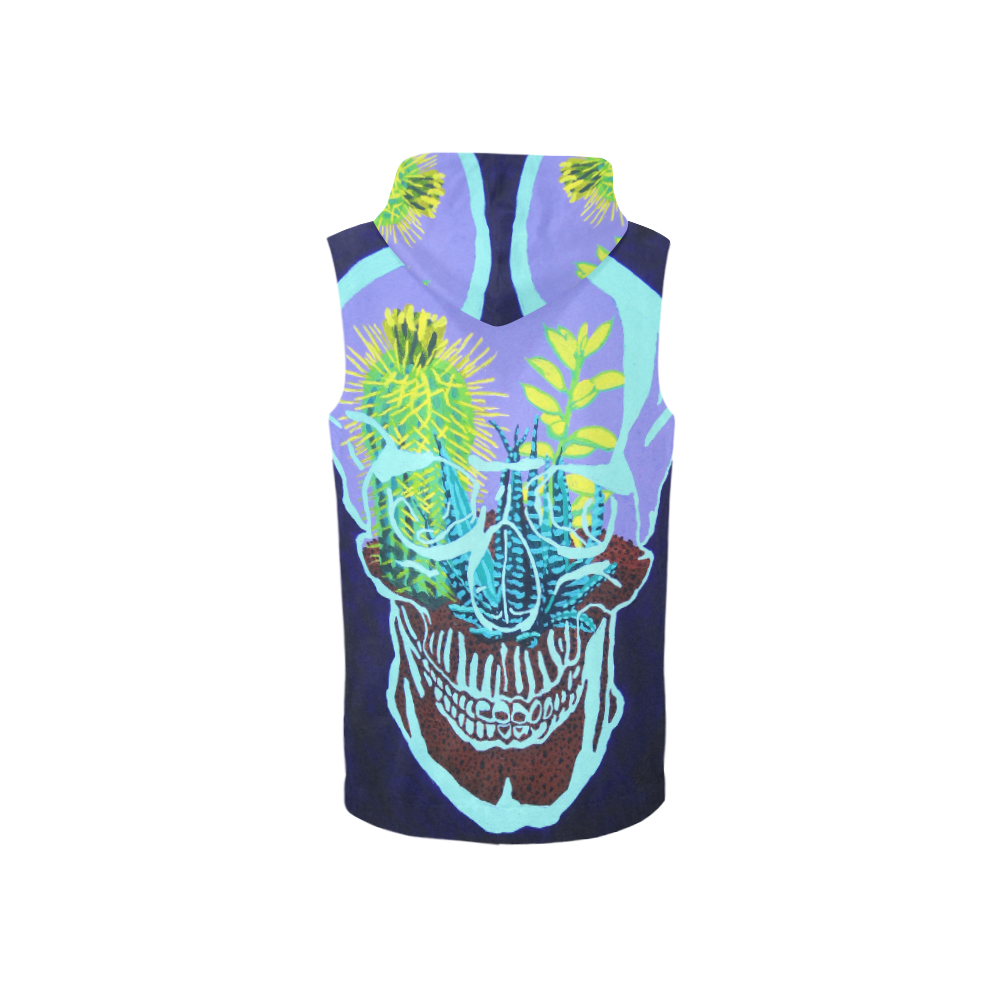 Skull Terrarium All Over Print Sleeveless Zip Up Hoodie for Women (Model H16)