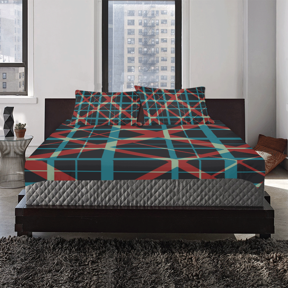 Classic style plaid pattern 3-Piece Bedding Set