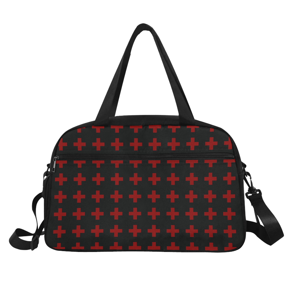 Punk Rock Style Red Crosses Pattern Design Fitness Handbag (Model 1671)