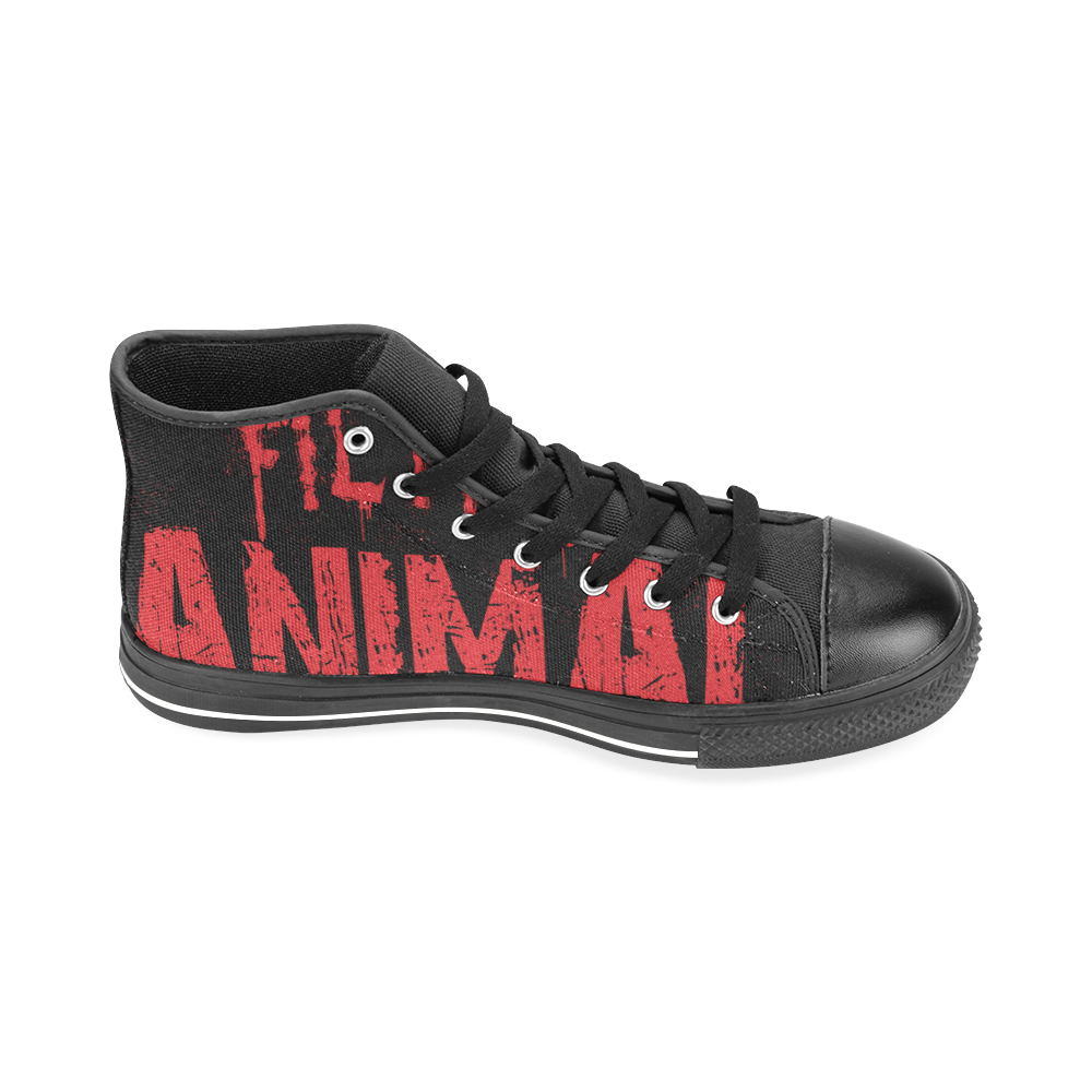 Filthy Animal Text Logo - Red Large Men’s Classic High Top Canvas Shoes /Large Size (Model 017)