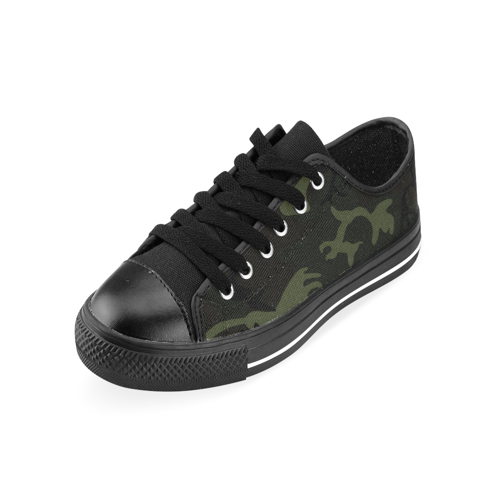 Camo Green Men's Classic Canvas Shoes/Large Size (Model 018)
