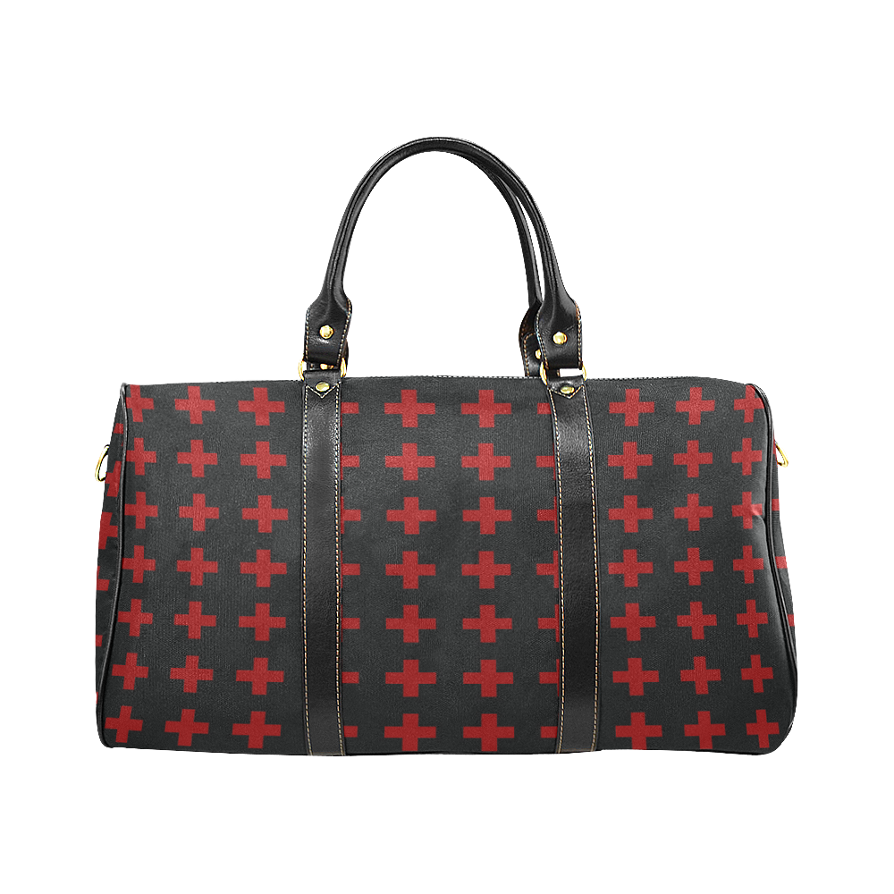 Punk Rock Style Red Crosses Pattern Design New Waterproof Travel Bag/Large (Model 1639)