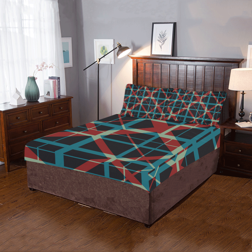 Classic style plaid pattern 3-Piece Bedding Set