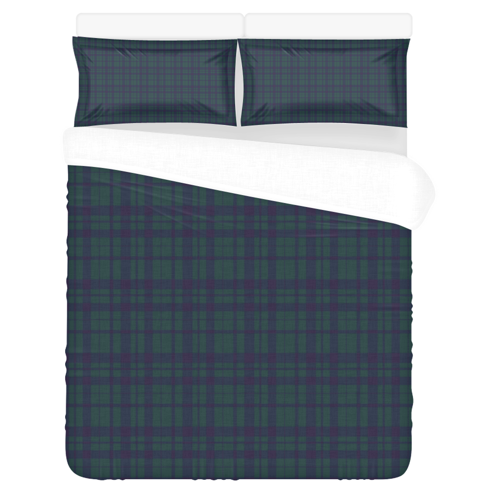 Green Plaid Rock Style 3-Piece Bedding Set