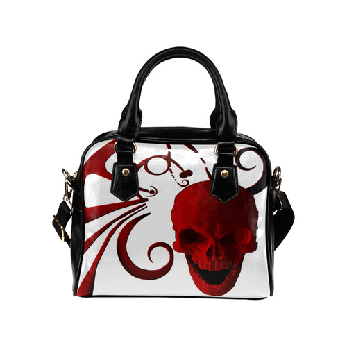 Red Skull And Abstract Shoulder Handbag (Model 1634)