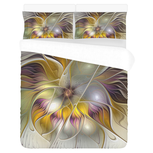 Abstract Colorful Fantasy Flower Modern Fractal 3-Piece Bedding Set