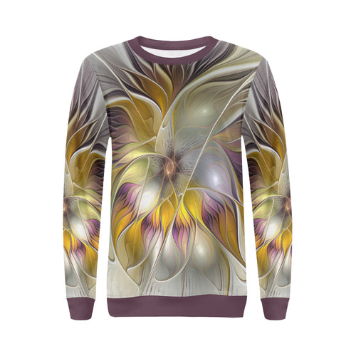 Abstract Colorful Fantasy Flower Modern Fractal All Over Print Crewneck Sweatshirt for Women (Model H18)