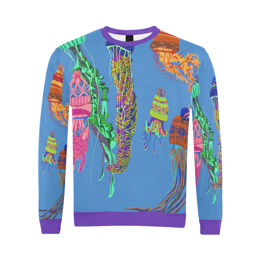 cool jellyfish All Over Print Crewneck Sweatshirt for Men (Model H18)