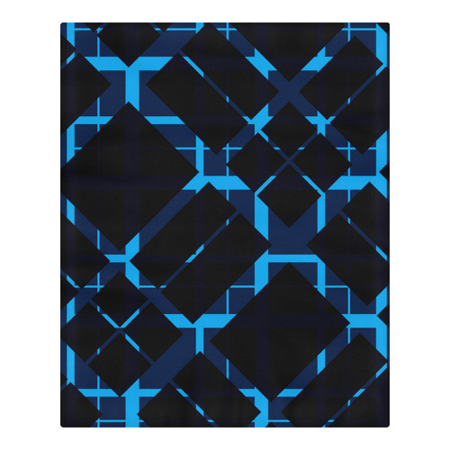 Diagonal Blue & Black Plaid Modern Style 3-Piece Bedding Set