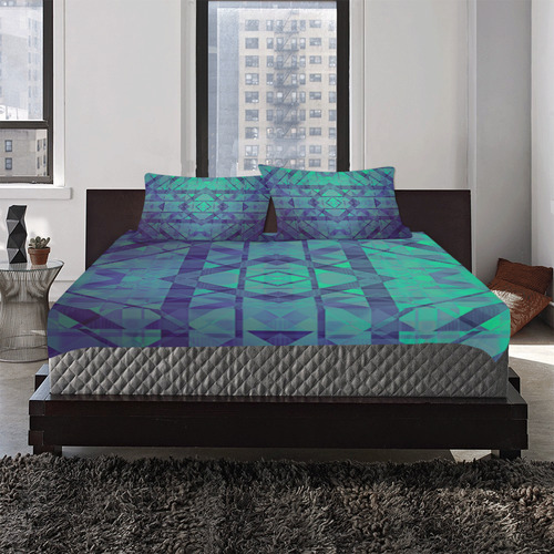 Sci-Fi Dream Blue Geometric design 3-Piece Bedding Set
