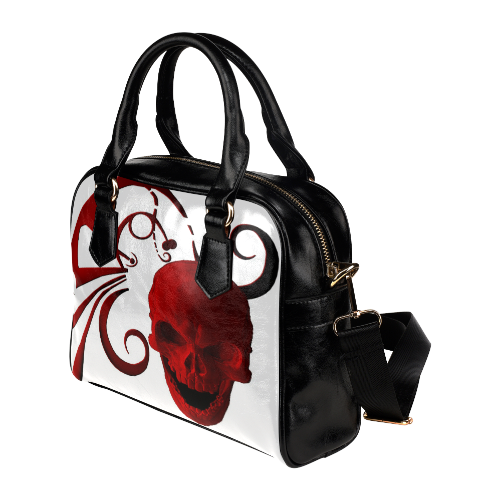 Red Skull And Abstract Shoulder Handbag (Model 1634)