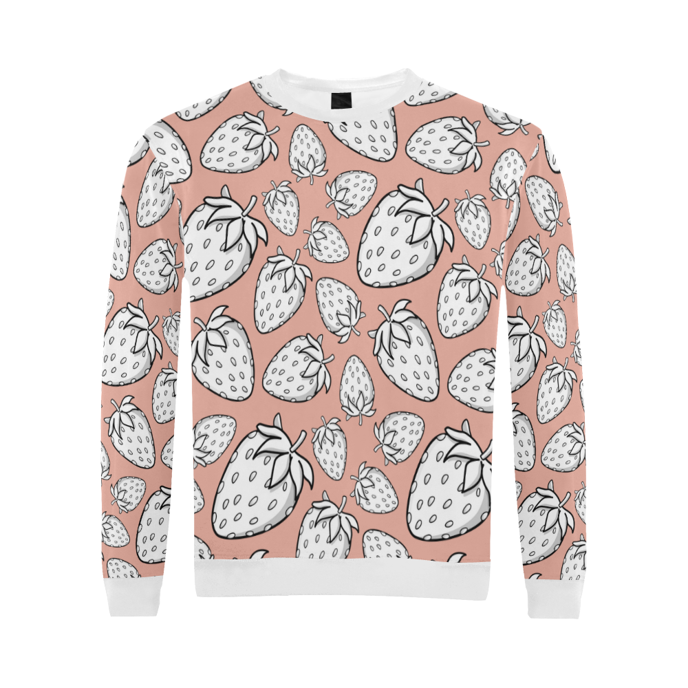 Ghostberries on coral pink All Over Print Crewneck Sweatshirt for Men (Model H18)