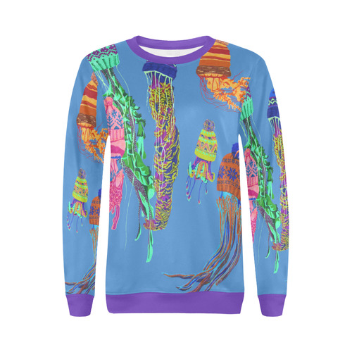 cool jellyfish All Over Print Crewneck Sweatshirt for Women (Model H18)