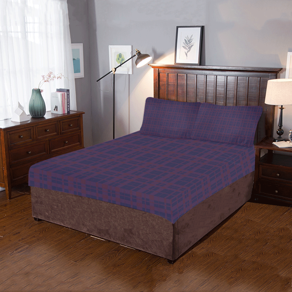Purple Plaid Rock Style 3-Piece Bedding Set