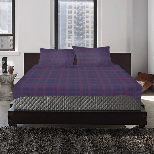 Purple Plaid Rock Style 3-Piece Bedding Set