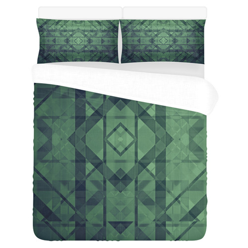 Sci-Fi Green Monster  Geometric design 3-Piece Bedding Set