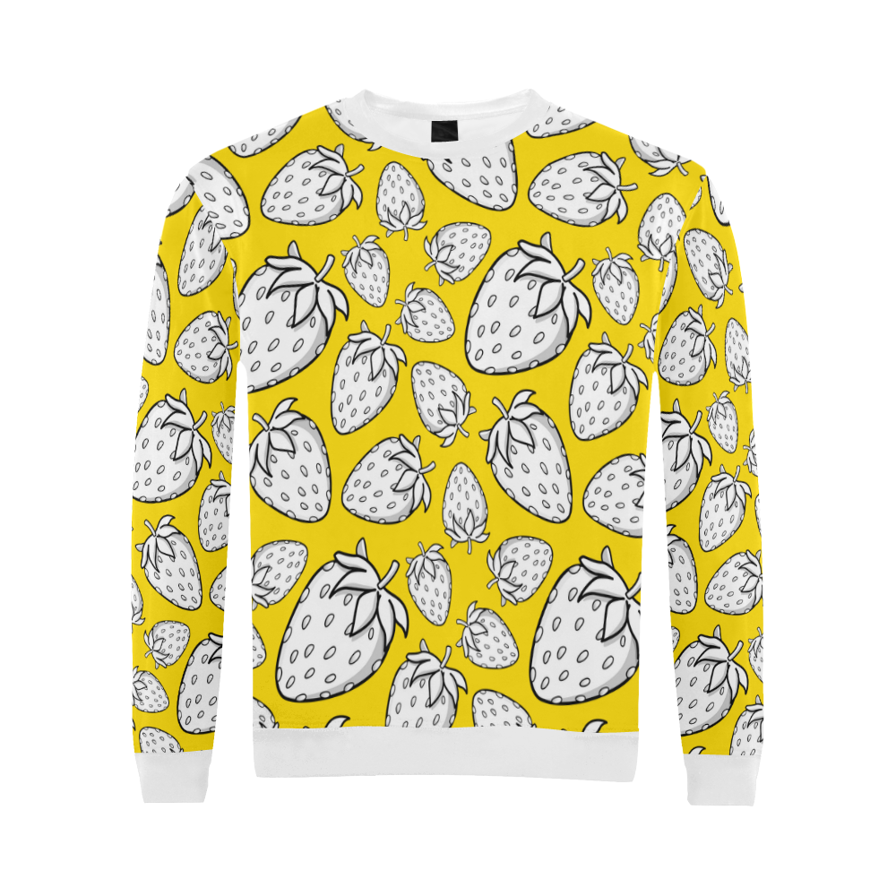 Ghostberries on vibrant yellow All Over Print Crewneck Sweatshirt for Men (Model H18)