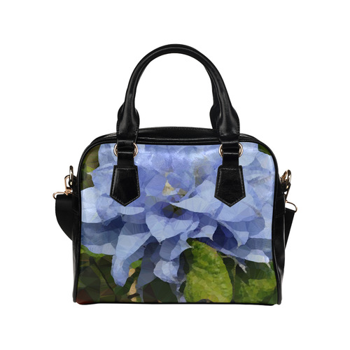 Blue Floral Low Poly Geometric Triangles Shoulder Handbag (Model 1634)