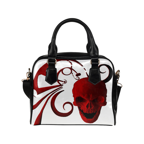 Red Skull And Abstract Shoulder Handbag (Model 1634)