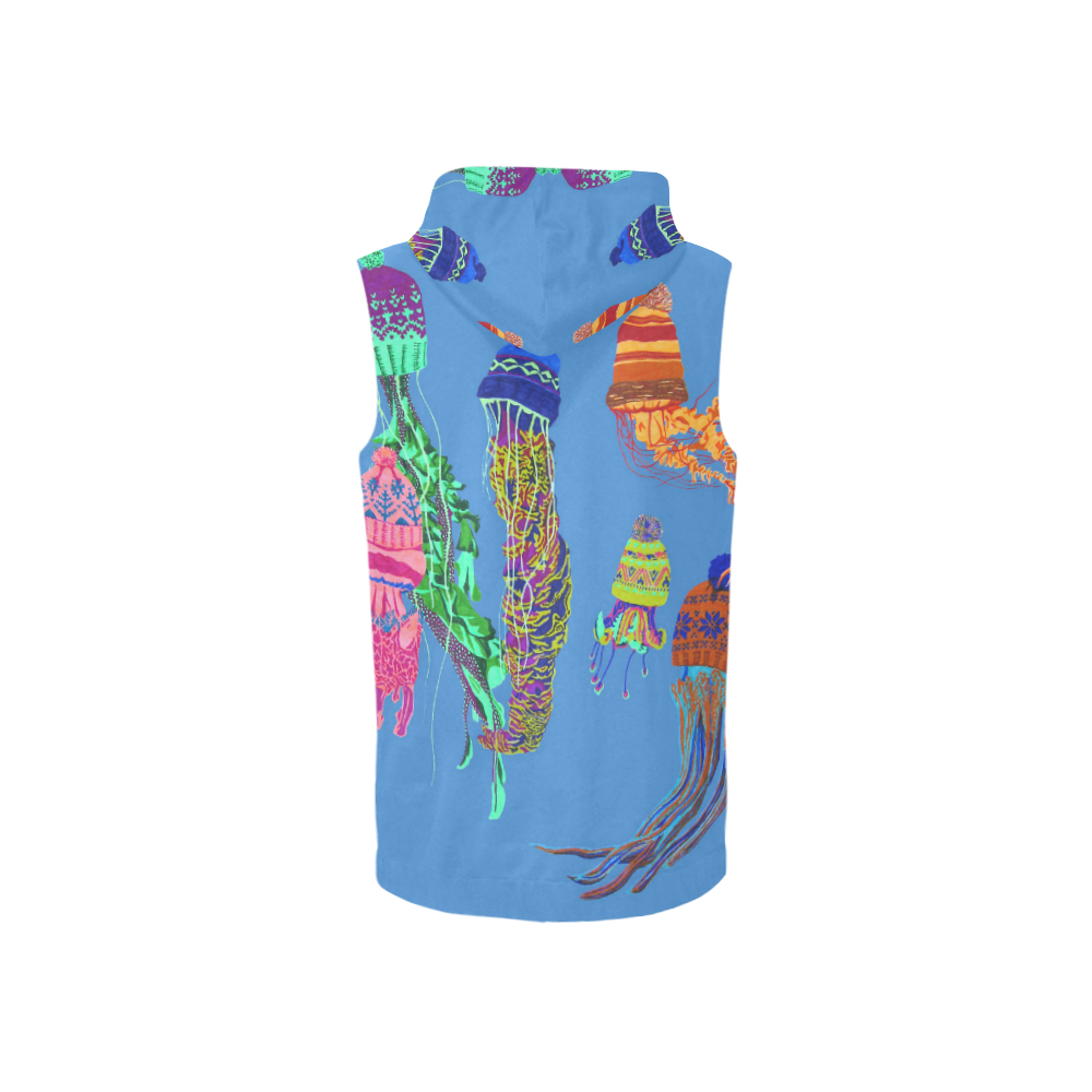 cool jellyfish All Over Print Sleeveless Zip Up Hoodie for Women (Model H16)