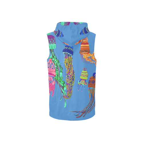 cool jellyfish All Over Print Sleeveless Zip Up Hoodie for Women (Model H16)