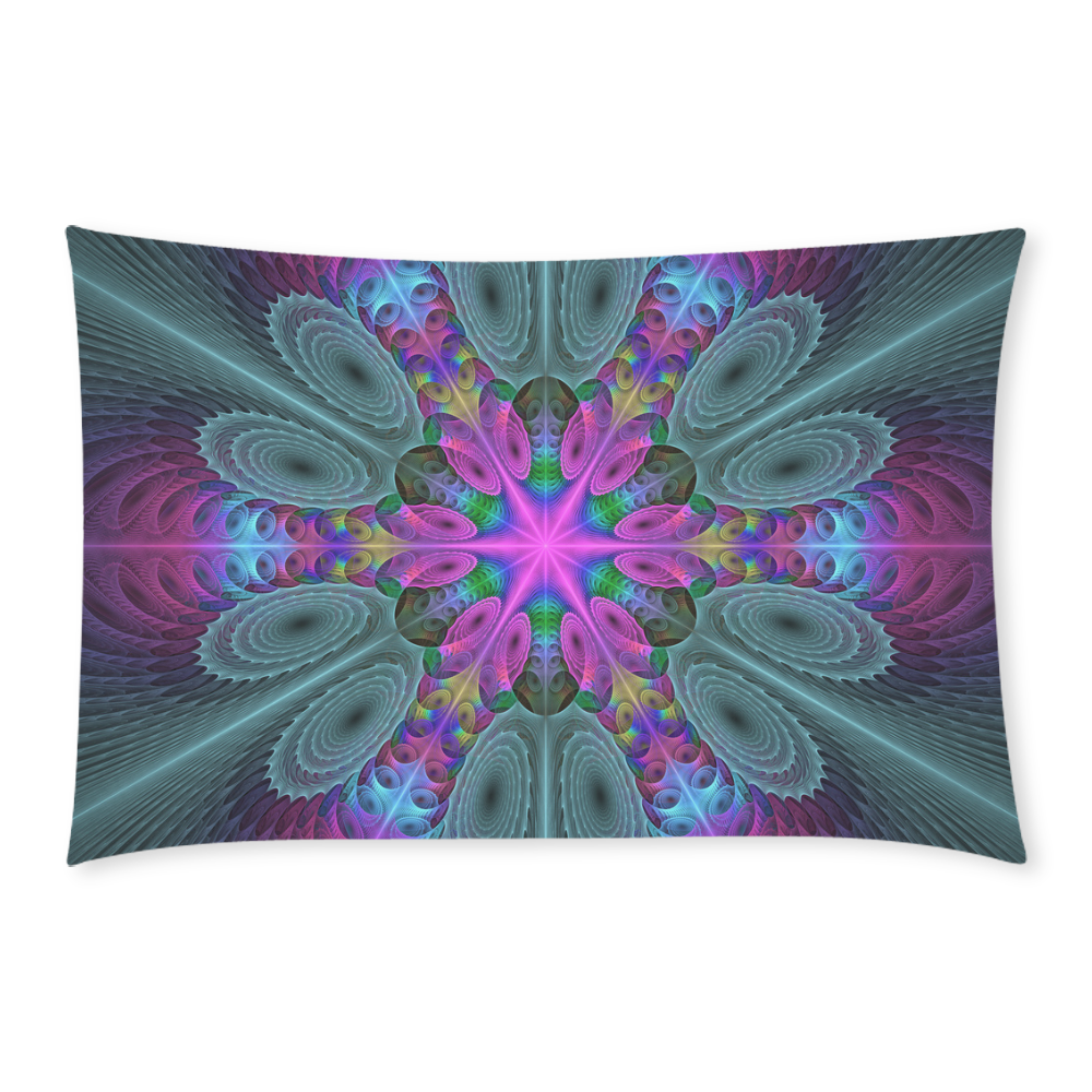 Mandala From Center Colorful Fractal Art With Pink 3-Piece Bedding Set
