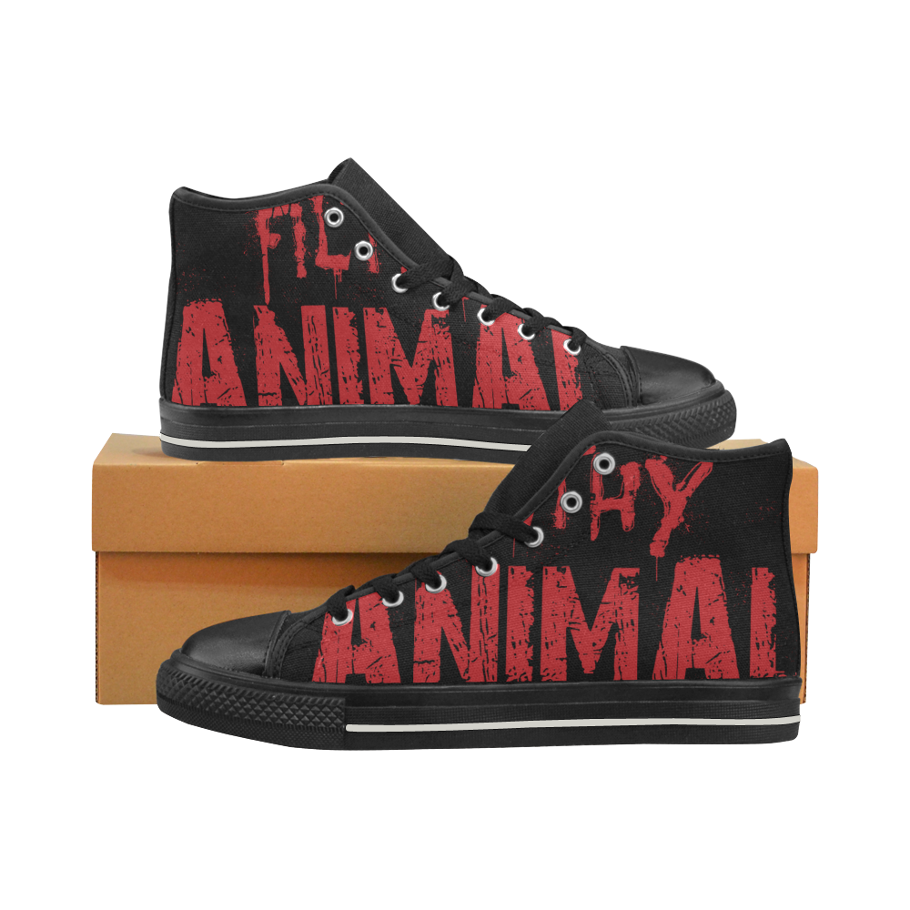 Filthy Animal Text Logo - Red Men’s Classic High Top Canvas Shoes (Model 017)