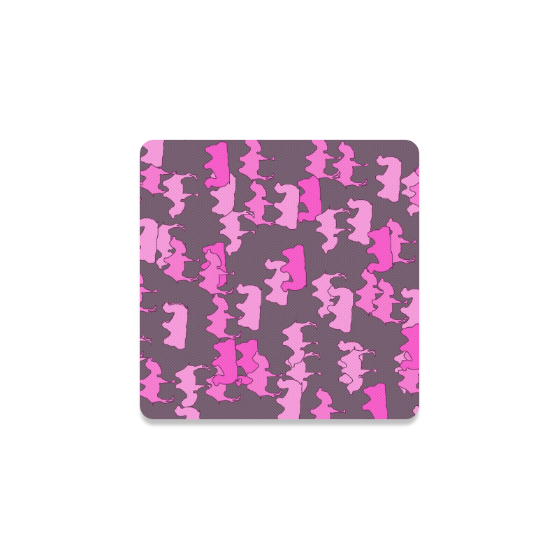 camelflage pink Square Coaster