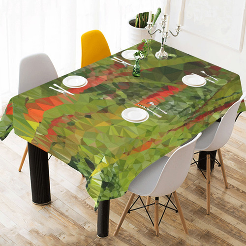 Bamboo Forest Low Poly Geometric Triangles Cotton Linen Tablecloth 52"x 70"