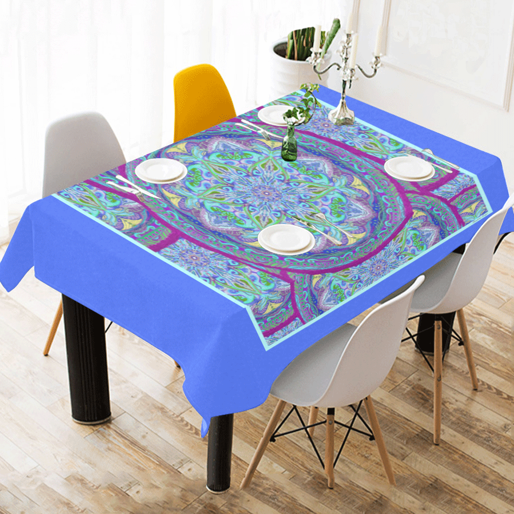embroidery Cotton Linen Tablecloth 60" x 90"