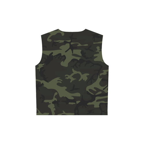 Camo Green All Over Print Sleeveless Hoodie for Women (Model H15)
