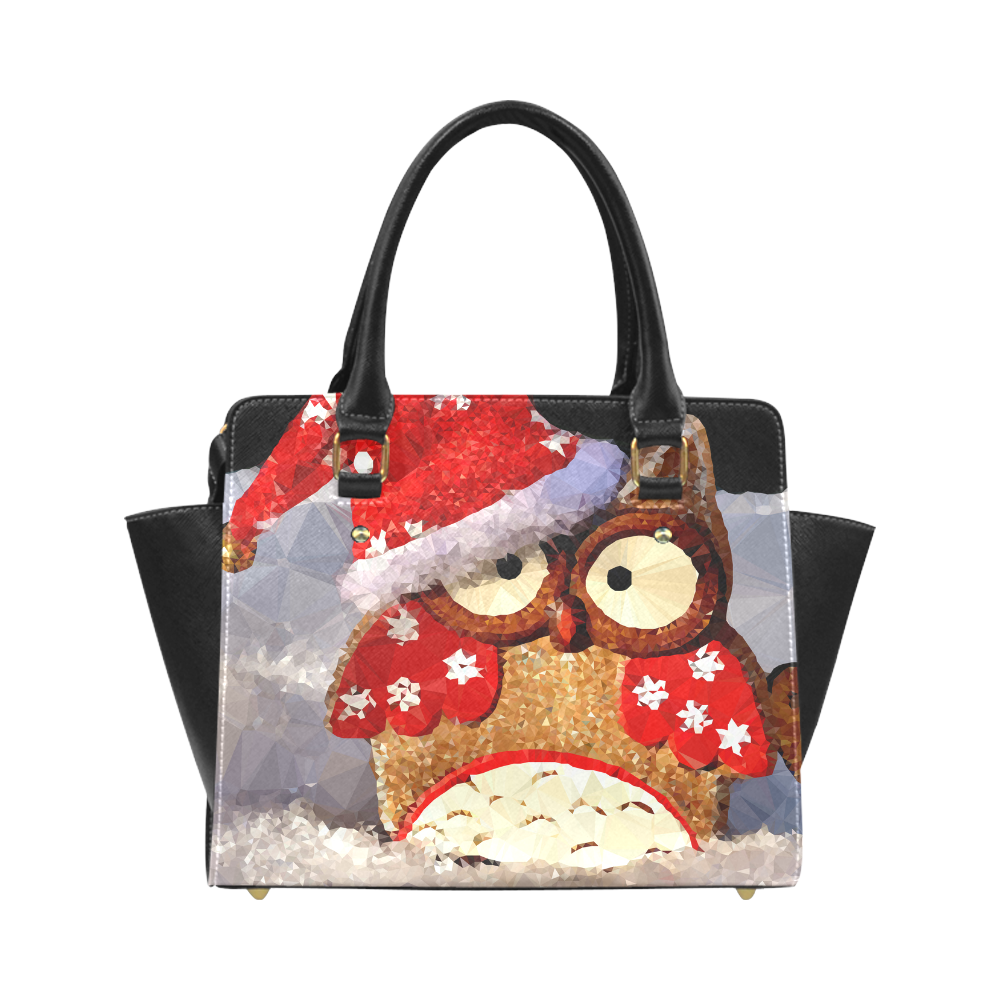 Low Poly Christmas Owl Santa Claus Hat Classic Shoulder Handbag (Model ...