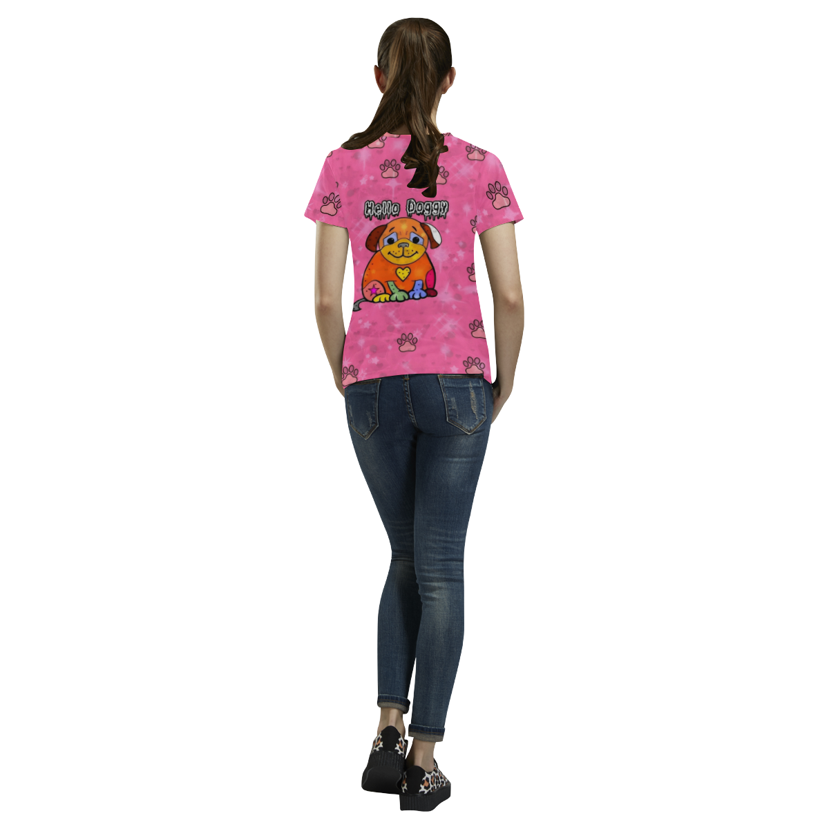 Hello Doggy by Nico Bielow All Over Print T-Shirt for Women (USA Size) (Model T40)