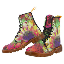 Flashy Sunflower Fall Floral Boots Martin Boots For Women Model 1203H
