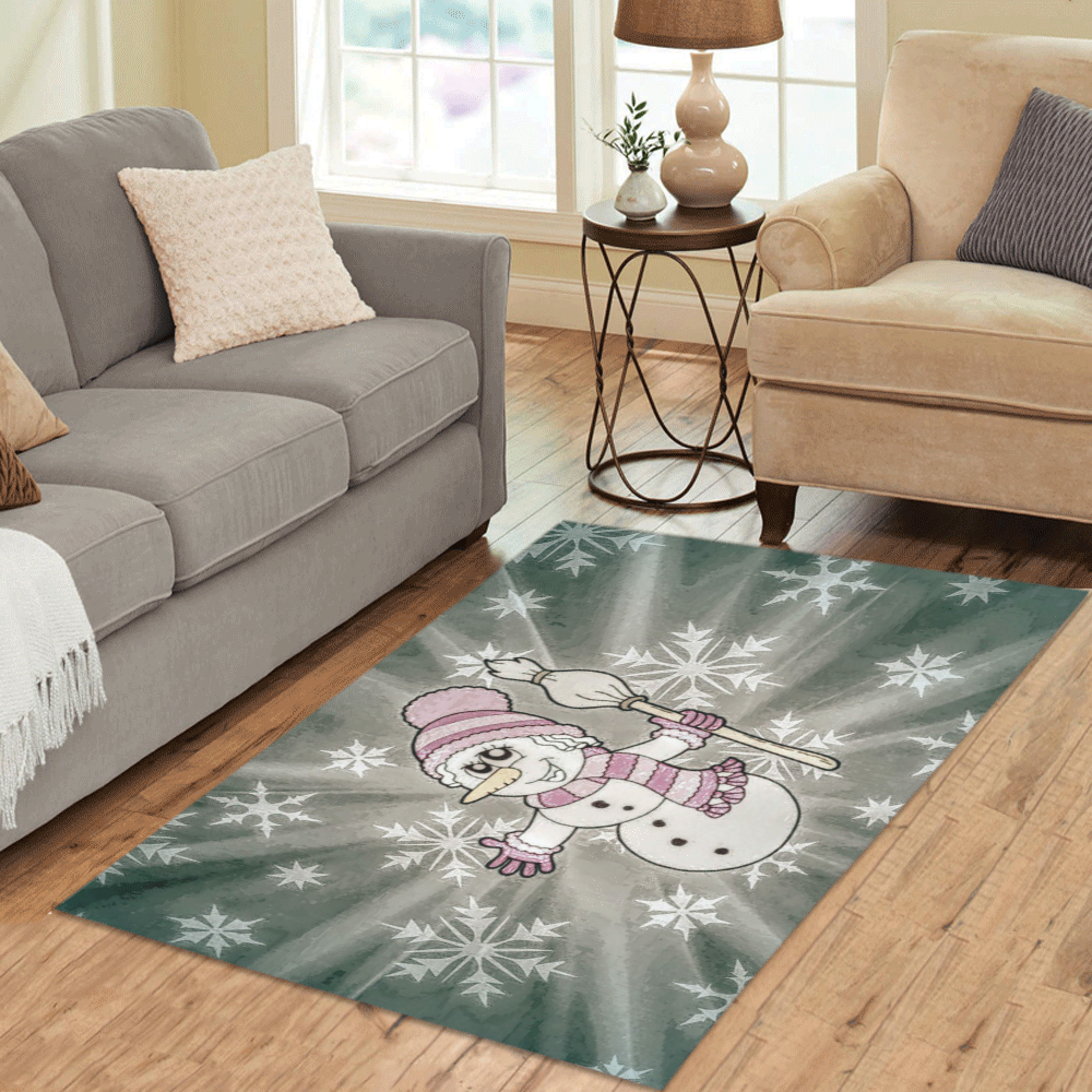 Cute Snow Lady by JamColors Area Rug 5'x3'3''