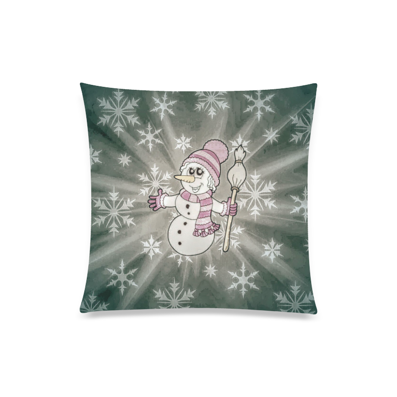Cute Snow Lady by JamColors Custom Zippered Pillow Case 20"x20"(Twin Sides)