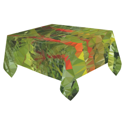 Bamboo Forest Low Poly Geometric Triangles Cotton Linen Tablecloth 52"x 70"