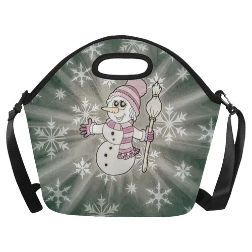 Cute Snow Lady by JamColors Neoprene Lunch Bag/Large (Model 1669)