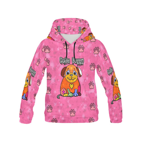 Hello Doggy by Nico Bielow All Over Print Hoodie for Women (USA Size) (Model H13)
