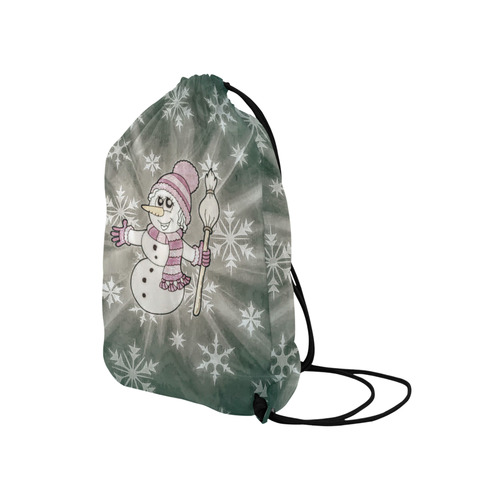 Cute Snow Lady by JamColors Medium Drawstring Bag Model 1604 (Twin Sides) 13.8"(W) * 18.1"(H)