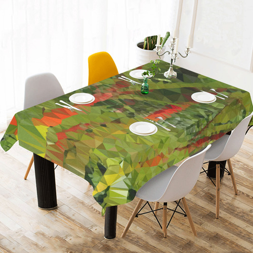 Bamboo Forest Low Poly Geometric Triangles Cotton Linen Tablecloth 60"x 104"