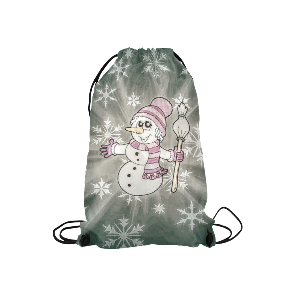 Cute Snow Lady by JamColors Small Drawstring Bag Model 1604 (Twin Sides) 11"(W) * 17.7"(H)