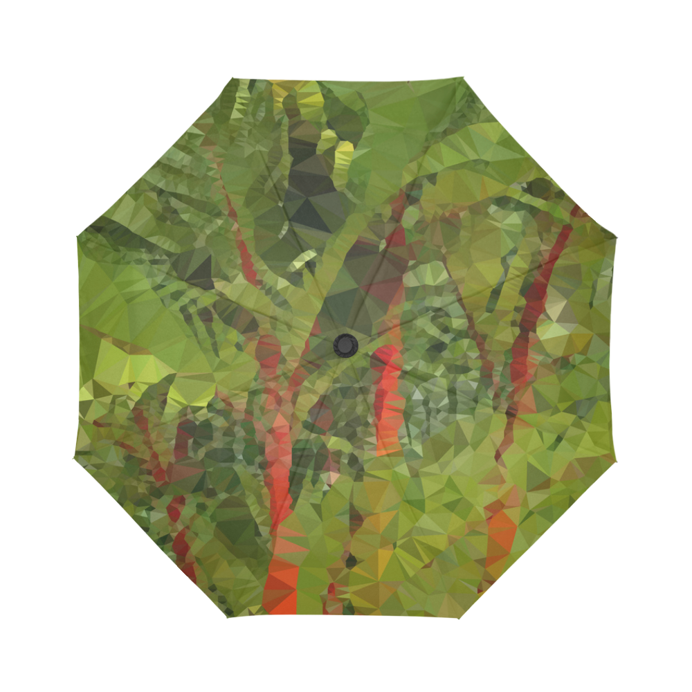 Bamboo Forest Low Poly Geometric Triangles Auto-Foldable Umbrella (Model U04)