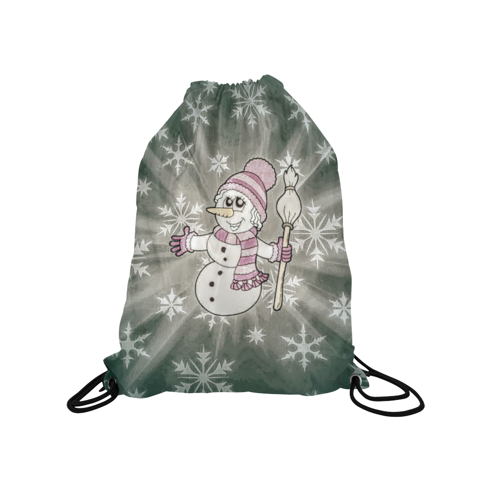 Cute Snow Lady by JamColors Medium Drawstring Bag Model 1604 (Twin Sides) 13.8"(W) * 18.1"(H)