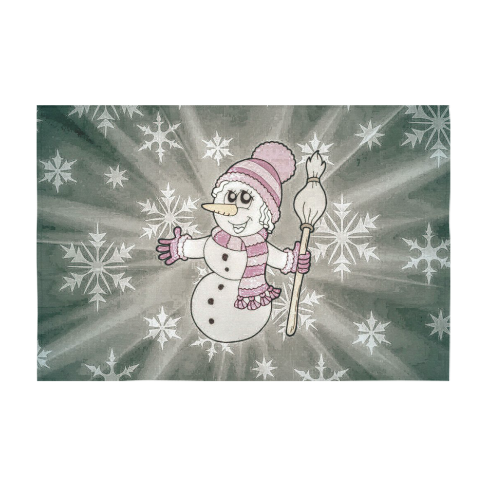 Cute Snow Lady by JamColors Cotton Linen Tablecloth 60" x 90"