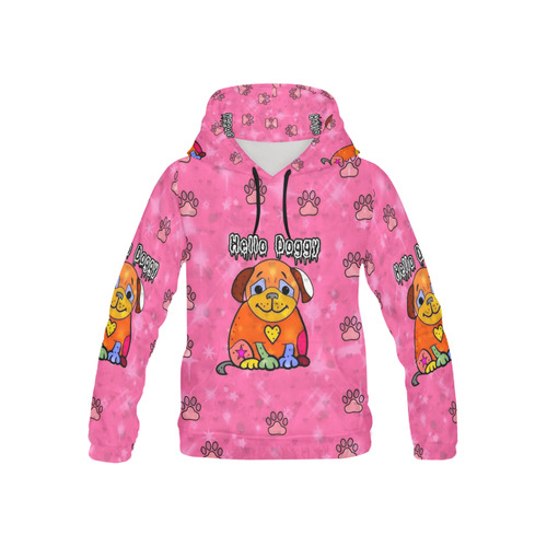 Hello Doggy by Nico Bielow All Over Print Hoodie for Kid (USA Size) (Model H13)