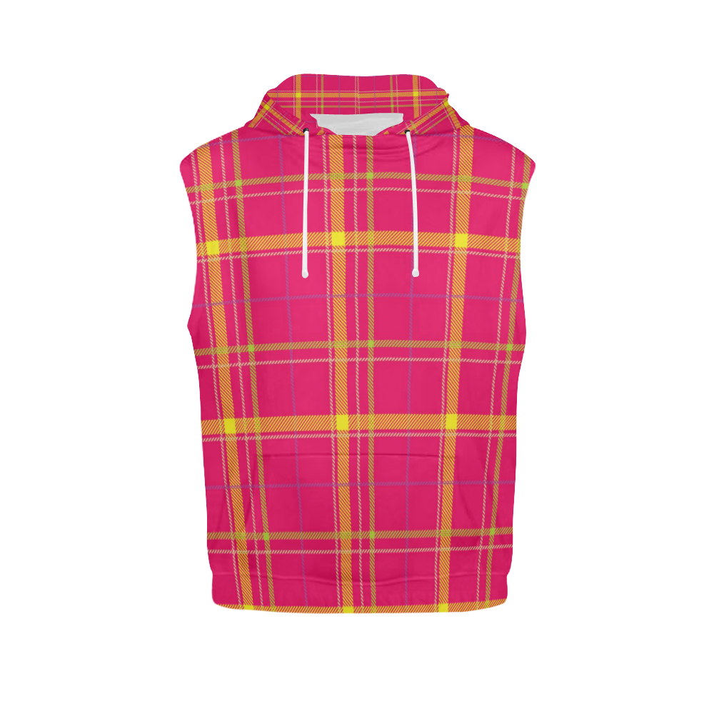 PLAID IN PINK All Over Print Sleeveless Hoodie for Women (Model H15)