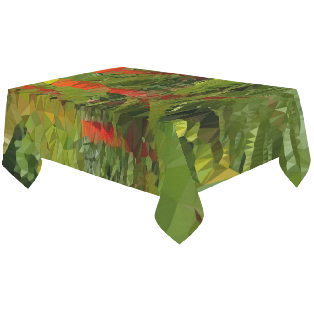 Bamboo Forest Low Poly Geometric Triangles Cotton Linen Tablecloth 60"x120"